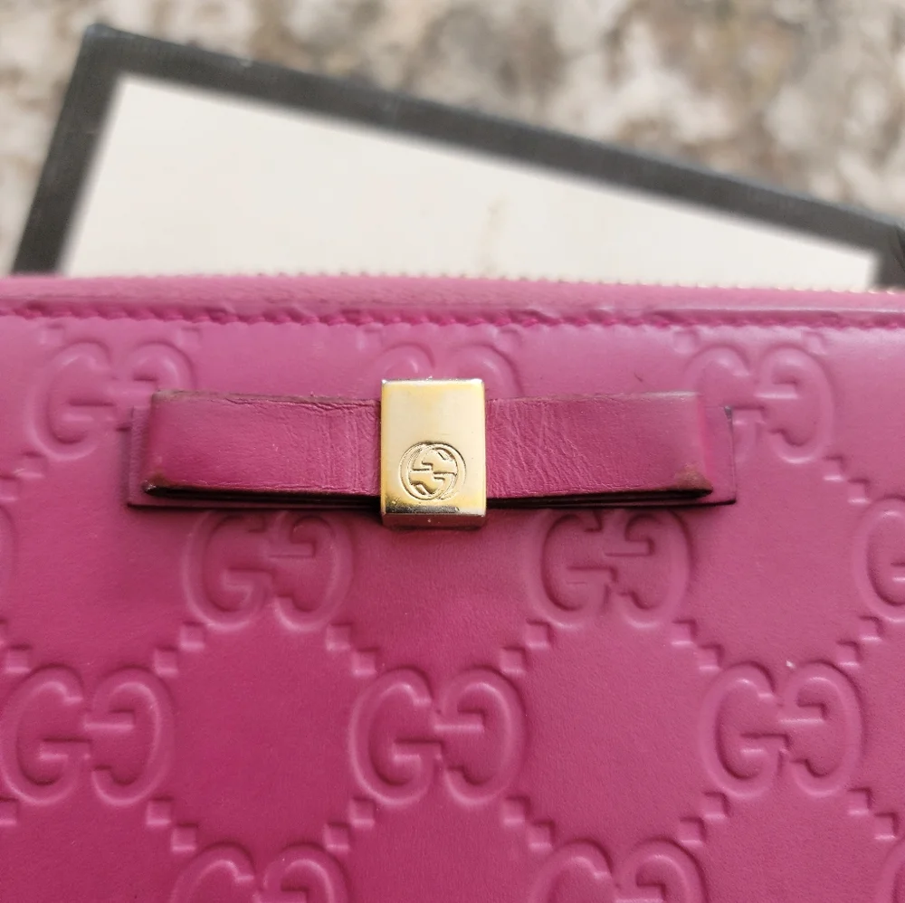 💖GUCCI Shima GG Guccissima Logo Leather Zippy Around Long Wallet  /N2464 - Picture 6 of 11